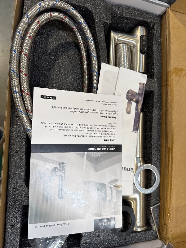 Photo 1 of Lefton Rotatable Bathroom Faucet with Temperature Display in Fahrenheit (Batteries-Free), 3 Water Modes, Brushed Nickel, BF2204-0