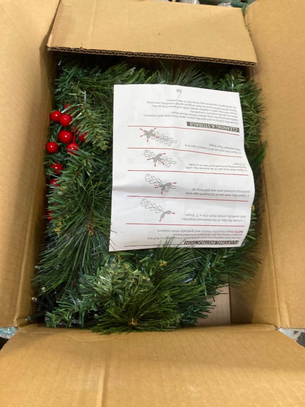 Photo 1 of 3 Ft Artificial Small Mini Christmas Tree with Dual Color Warm White & Colorful Lights, Tabletop Christmas Tree Battery Operated Pinecones Red Berries, Remote Control, 12 Modes Timer, Burlap Base