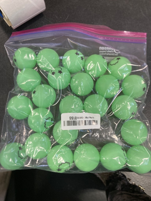 Photo 1 of 2 Soulchen 40mm Valentine's Day Table Tennis Balls Bulk St Patrick's Easter Games Balls Table Tennis Gifts Party Games Goodie Bag Pet Playmate(12 Pcs,Glow in The Dark Green,Smile Face)
