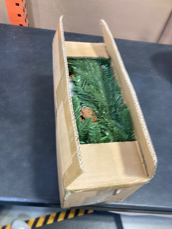 Photo 1 of 3 Ft Artificial Christmas Tree with Pine Needle Acorn Red Berries 8 Modes Timer 50 Warm White Lights Battery Operated Small Xmas Full Tree for Home Indoor Office Tabletop Holiday Decorations