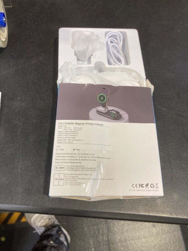 Photo 1 of 3 in 1 Charging Station for Apple Compatible with MagSafe Charger Stand,Foldable Fast Magnetic Travel Wireless Charger Dock for iPhone 17/16/15/14/13 Series,for Apple Watch,for AirPods (White)