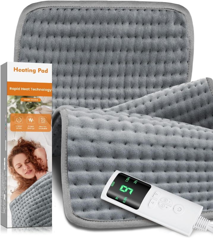 Photo 1 of 17''×33'' Heating Pad for Back Pain, Electric Heating Pad with 9 Heat Settings & 4 Timers Auto Shut Off, Extra Large Heating Pad for Period Cramps & Sore Muscles, Machine Washable, Dry & Moist Heat