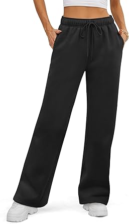 Photo 1 of ATHMILE Womens Sweatpants 2026 Fall Baggy Wide Leg Sweatpant Fleece Lined Straight Leg Sweat Pants
small
