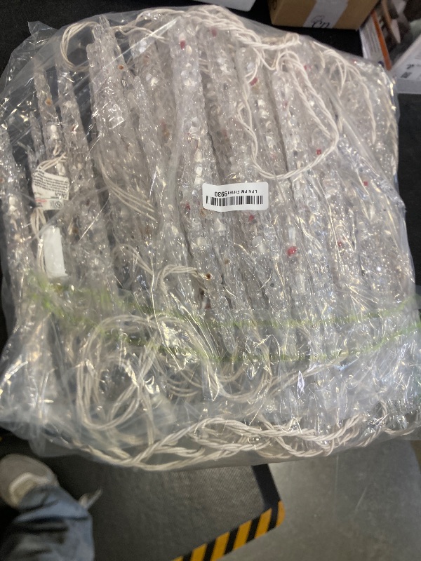 Photo 1 of Minetom Icicle Lights Outdoor with Clips, 20ft 100 LED 20 Tubes Twinkling Crystal Icicle String Lights, Connectable Waterproof Hanging Christmas Decorations Plug in for Outdoor, Red and White