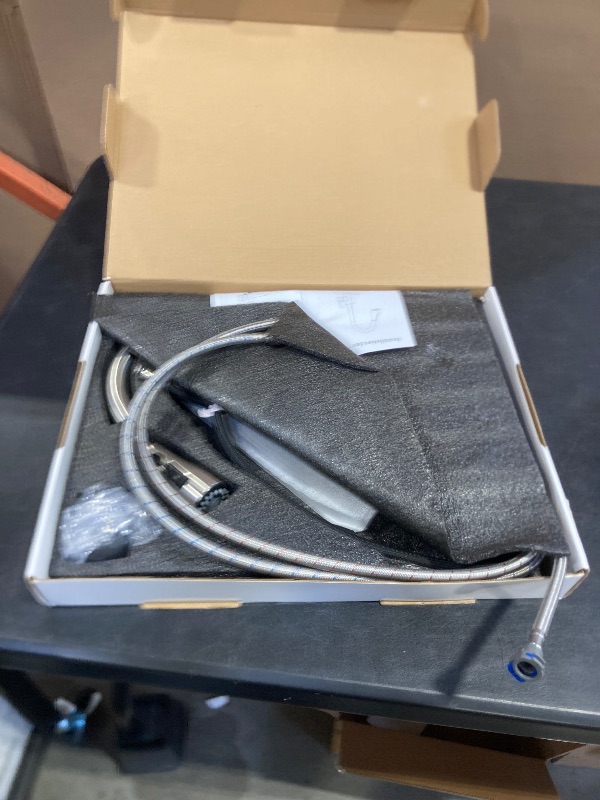 Photo 1 of Kitchen Faucet with Pull-Down Spray Single Handle high arc Commercial Stainless Steel Brushed Nickel Kitchen Sink Faucet with Deck Suitable for bar Laundry RV Farmhouse (Brushed Nickel)