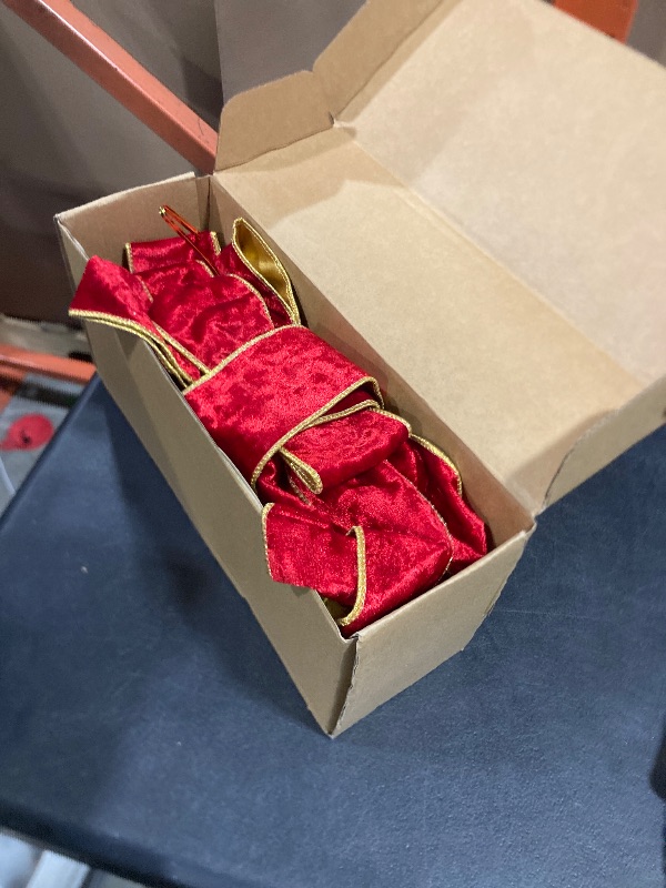 Photo 1 of 3 Pack Large Christmas Red Bows for Christmas Tree with Gold Border & Back, 12" x 14" Velvet Bows for Tree Topper,Wreaths,Indoor,Outdoor,Fireplace,Stairs,Railing,Porch,Xmas Decoration