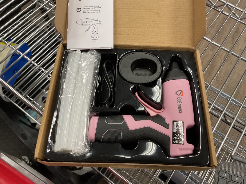 Photo 1 of GoGonova Cordless Glue Gun, 15s Fast Preheating 2Ah Cordless Hot Glue Gun with 25 Pcs Premium Mini Glue Gun Sticks, USB-C Battery Rechargeable Hot Glue Gun, Smart Power-Off, Pink
