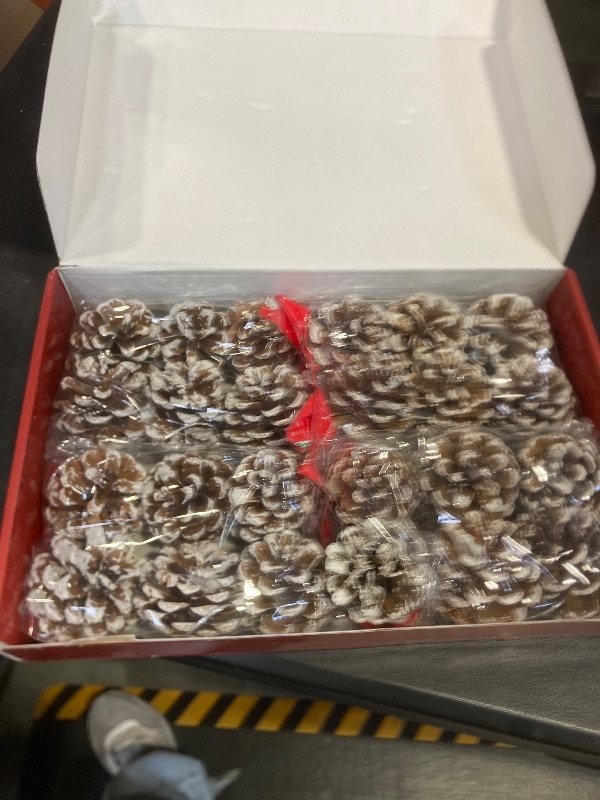 Photo 1 of 24 PCS Pine Cones for Christmas Tree Snowflake Natural Pinecones Ornament with String Pendant Crafts for Xmas Party Home Decor Fall Winter Holiday Christmas Tree Decoration (24)