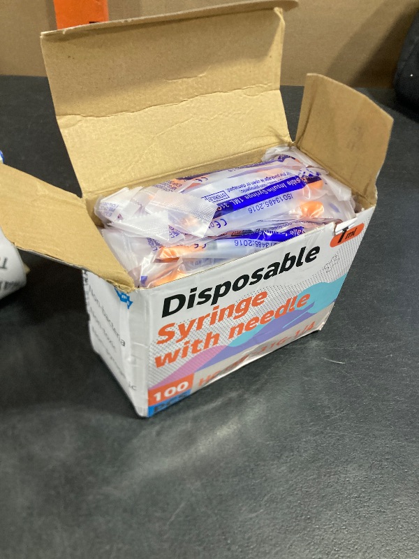 Photo 1 of 1ML Syringe, Lab Supplies Syringes 31G 1/4 Inch, Individually Wrapped, Pack of 100