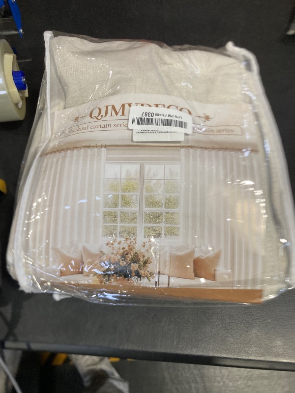 Photo 1 of QJmydeco Curtains 100 Inch Length Wide Pleated Blackout Curtain for Sliding Glass Door/Living Room, Farmhouse Birch Linen Thick Boho Bedroom Heavy Insulated Large Window Drapes (100" Wx90 Lx2Panels)