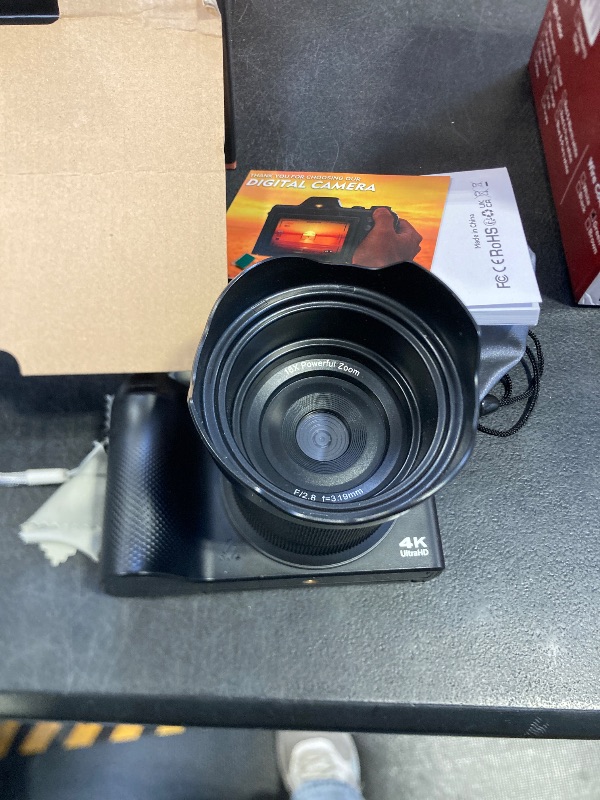 Photo 1 of 4K Digital Camera for Photography, Autofocus 56MP Vlogging Camera for YouTube/Content Creators/Travel, 16X Zoom Video Camera with 3" 180°Flip Screen & Lens Hood, Gift Ideas for Teens & Beginners