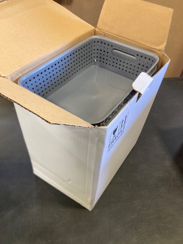 Photo 1 of [ 12 Pack ] Plastic Storage Baskets - Small Pantry Organization and Storage Bins - Household Organizers for Laundry Room, Bathrooms, Bedrooms, Kitchens, Cabinets, Countertops, Under Sink or On Shelve