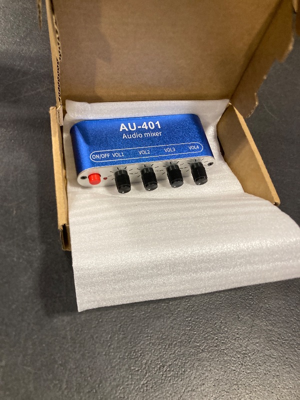 Photo 1 of 4 Channel Audio Mixer, Sound Mixer Selector, out 3.5mm Mini Stereo Mixer Amplifier with Volume Adjustment for PC, Laptop, Headphone, Speaker, Small, DC 5V-12V
