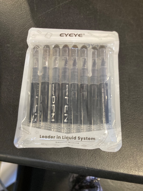 Photo 1 of EYEYE Disposable Fountain Pens Fine Point, 8 Pack Black Pens for Writing, Stainless Steel Nib, Smooth Writing for Journaling, Drafting, Sketching, Doodling & Office Supplies