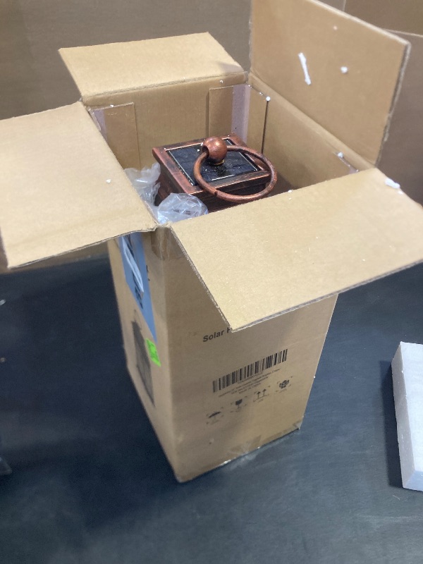 Photo 1 of 18" Glass Solar Lanterns Outdoor Waterproof, Large Solar Flickering Flame Lantern, Outdoor Lantern Decorative Metal Garden Light for Patio Garden Backyard Outside Tabletop Decor Birthday Gift Grandma