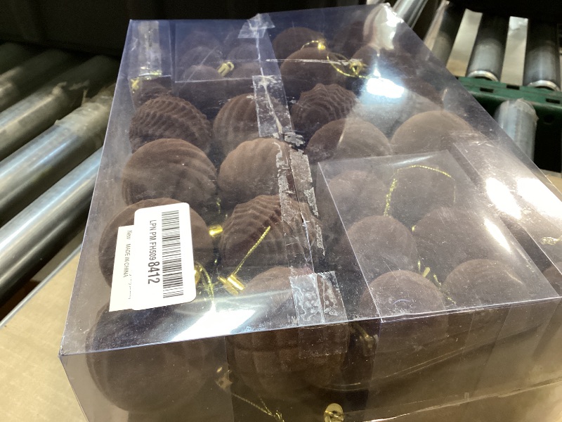 Photo 1 of 100 Pcs Christmas Velvet Balls Set, Christmas Balls Decorations, Flocked Hanging Ornaments for Xmas Tree Wedding Anniversary Party (Brown)