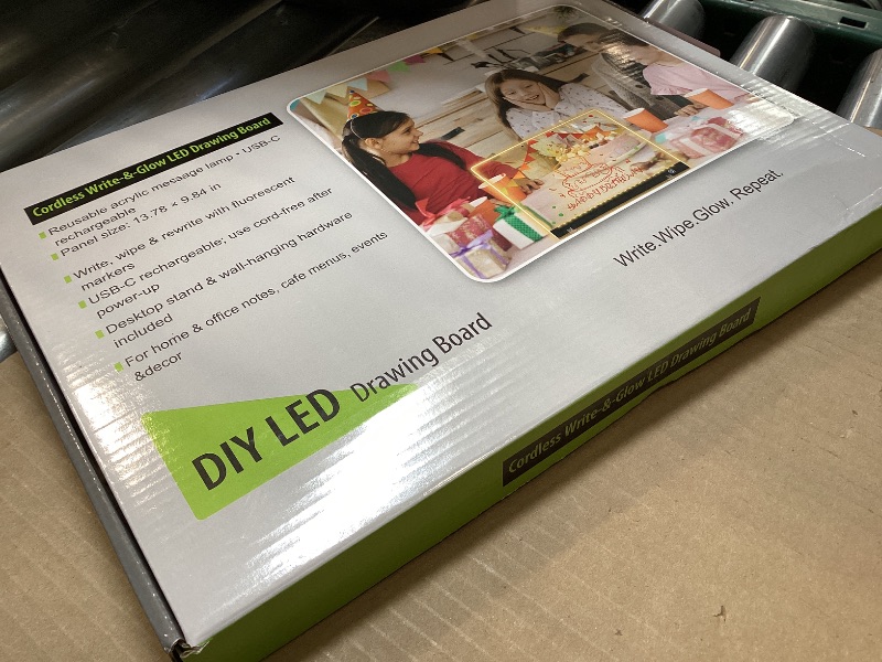 Photo 1 of 2026 Battery Powered LED Drawing Board for Kids Ages 6+, 13.7"x10" Light Up Dry Erase Note Board with Colors, 7 Color Modes, Portable Acrylic Glow Board with Stand, Markers, Spray Bottle