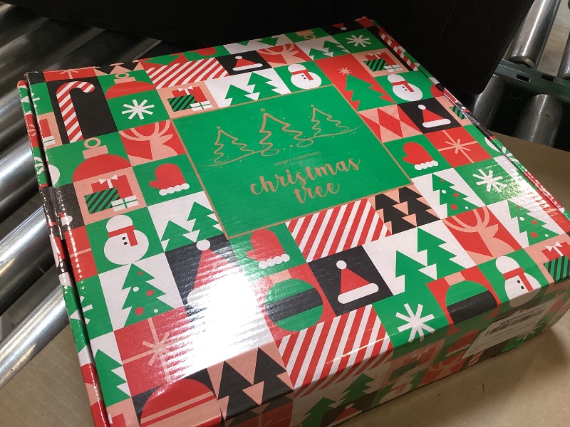 Photo 1 of 5 Ft Pop Up Christmas Tinsel Tree with Timer Warm White & Multi Color Change Lights Battery Operated Pencil Christmas Slim Tree with 25 Ball Ornaments & Star Xmas Home Indoor Holiday Decor (Green)