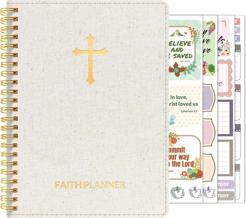 Photo 1 of 2026 Christian Planner - 12 Month Bible Journal and Prayer Planner Spiral Bound, Monthly & Weekly Christian Organizer Gifts for Women Men (Beig
