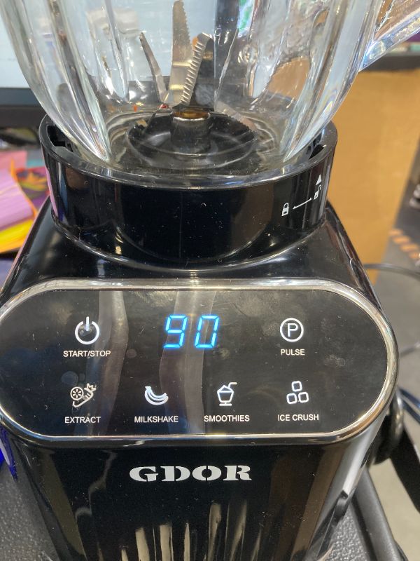 Photo 1 of ***PARTS ONLY*** GDOR Professional Blender for Smoothies, 5 Functions, 1200 Peak Watts Smoothie Blender, 52 Oz Glass Jar & 24 Oz To-Go Cup Combo, Ice Crushing & Frozen Fruit, Self-Cleaning, Black