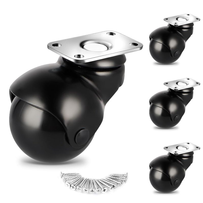 Photo 1 of 2" Vintage Ball Caster Wheels, Swivel Plate Spherical Caster, Mount for Furniture, Cabinet, Set of 4