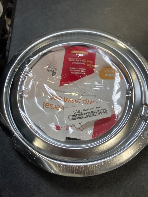 Photo 1 of COZZIVITA 4-Piece Drip Pans Set - Compatible with GE Stoves - Chrome Finish Electric Stove Burner Drip Pans - 2 x 6inch, 2 x 8inch Stove Drip Pans - GE Stove Drip