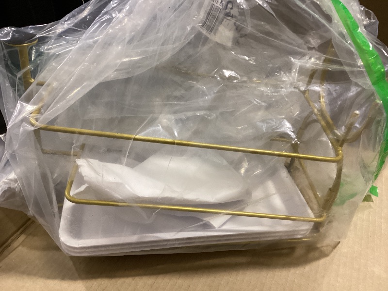 Photo 1 of 3 Tiered Rectangle Plate Set with Gold Metal Stand