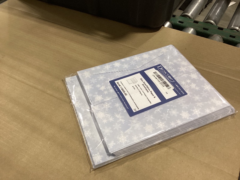 Photo 1 of 40 Sets - Blue Snowflakes Holiday Paper & Envelopes - 8.5 x 11 Holiday Letterhead Set for Inkjet or Laser Printers – Christmas Writing Paper with Matching Envelopes