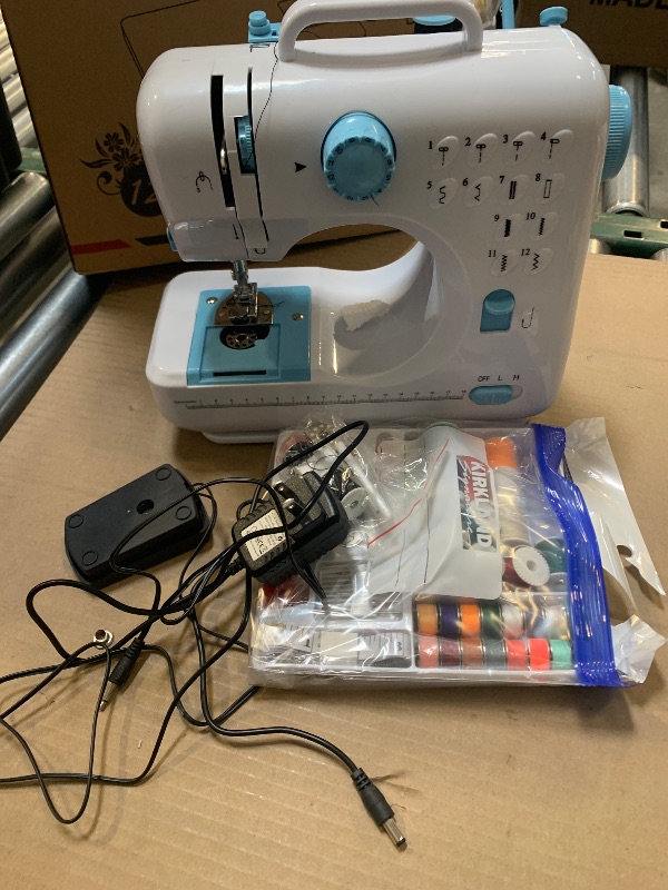 Photo 1 of Sewing Machine for Beginners with Extension Table Portable Mini Sewing Machines Kit Supplies 12 Built-in Stitches with Needles Assorted Thread Kit Starter Kit Easiest for Adult and Kids