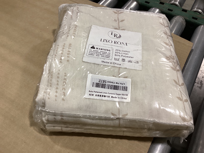 Photo 1 of 108 Inch Extra Long Curtains,Semi Sheer 9FT 9 FT Boho Floral Pattern Pleated Linen Drapes 108 Inches Long 2 Panels Set for Living Room