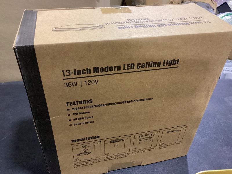 Photo 1 of 36W LED Ceiling Lights 3600lm Super Bright, Dimmable Flush Mount Light Fixtures 6500K/5000K/4000K/3000K/2700K Adjusted Modern Ceiling Lights 2PACK, 13 Inch Ceiling Lamps for Bedroom Kitchen, Nickle