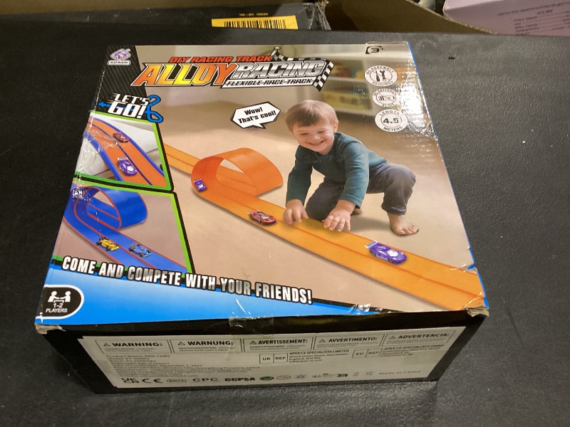 Photo 1 of Flex Tracks 15 Ft Flexible Race Car Track for Kids with 2 Suction Cups, Race Car Ramp Track Compatible with Diecast 1/64th Cars, Birthday Gifts for Boys Girls Ages 3+