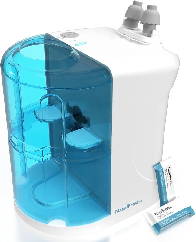 Photo 1 of NASALFRESH MD - Dual Powered Nasal Irrigation System Nasal Rinse and Wash - Sinus Decongestant Relief System w/ 30 Saline Packets - Rechargeable - 2 Sets of Nose Pillows - Snoring Remedy
