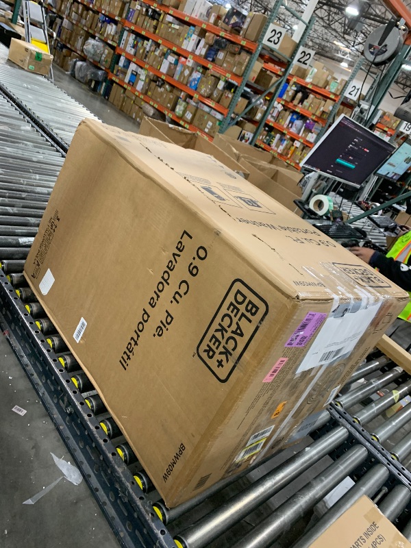 Photo 1 of *DAMAGED, INCOMPLETE** BLACK+DECKER 0.9 Cu. Ft. Portable Washer, 6.6 lb. Capacity Washing Machine for Homes & Apartments, 5 Wash Cycles, Quick Connect Sink Adapter and Drain Hose Included, Transparent Lid, BPWM09W, White