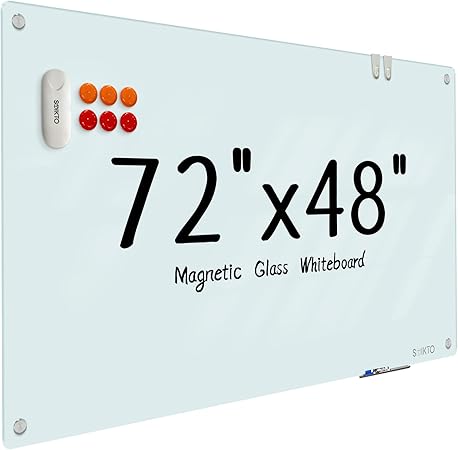 Photo 1 of Glass Whiteboard - Glass Dry Erase Board 48" x 72" Magnetic White Board Writing Board White Boards for Walls Wall Office Home
