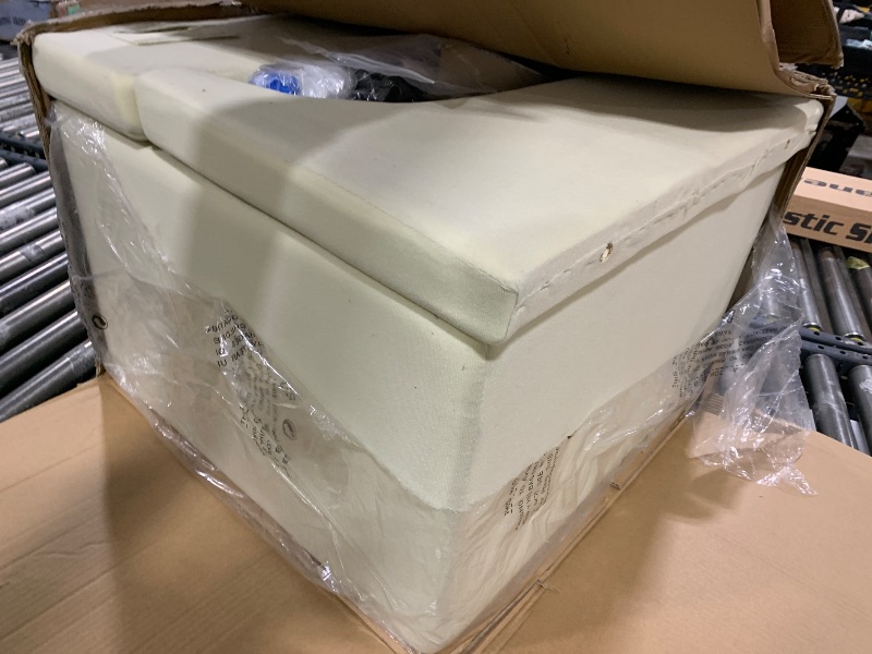 Photo 1 of Upholstered Dining Chairs with Casters Washable Cover Side Deskchair with Rollers for Diningroom, Living Room, Cream, 1 Box