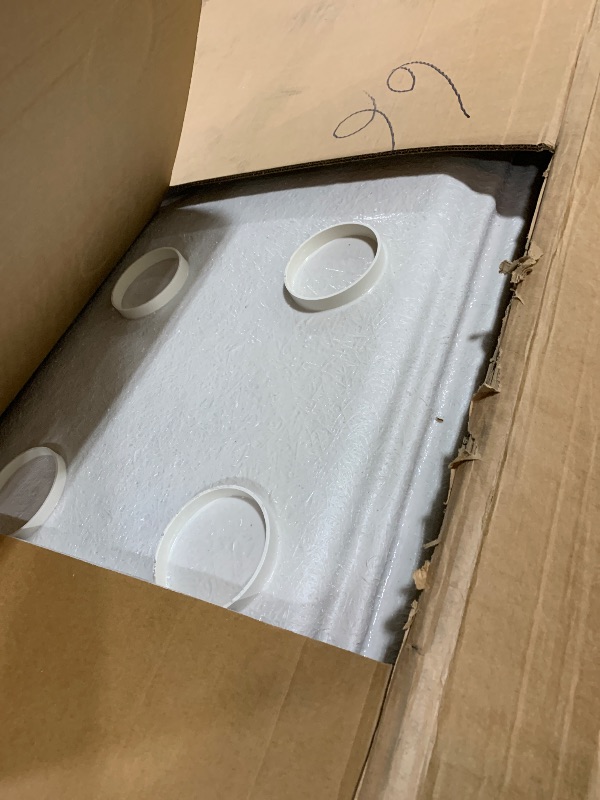 Photo 1 of DreamLine SlimLine 34 in. D x 60 in. W x 2 3/4 in. H RIGHT Drain Single Threshold Shower Base in White, DLT-1134601