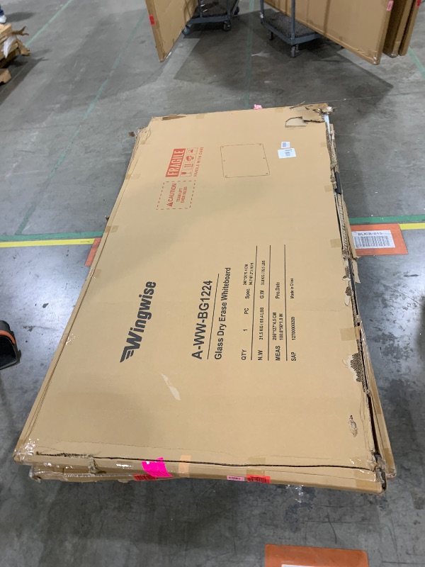 Photo 1 of Large Glass Dry Erase Board, 96 x 48 Inches Magnetic Glass Whiteboard for Wall, 8' x 4' Frameless Board for Office, Home, School