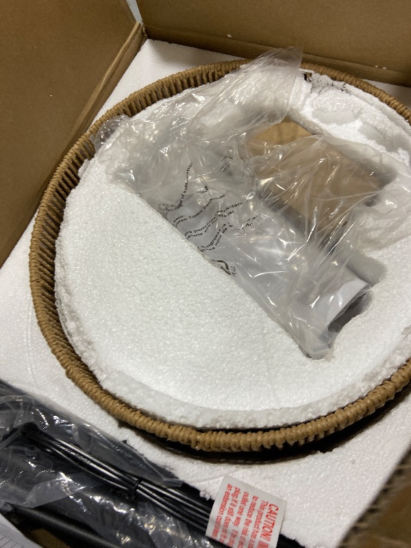 Photo 1 of ?Upgraded?Dimmable Boho Floor Lamp for Living Room, Modern Swing Arm Floor Lamp with Rattan & Fabric Shades, Black Rattan Standing Lamp with 11W Bulb, Farmhouse Adjustable Tall Lamp for Bedroom Office