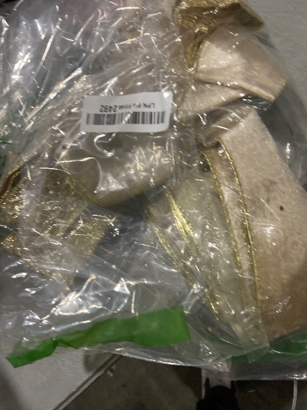 Photo 1 of Christmas Tree Topper Bow, 43x13 Inches Large Toppers Bows for Christmas Tree, Glitter Satin Mesh Streamer and Wired Edge, Xmas Ornament Treetop Hanging Decorations & Gift