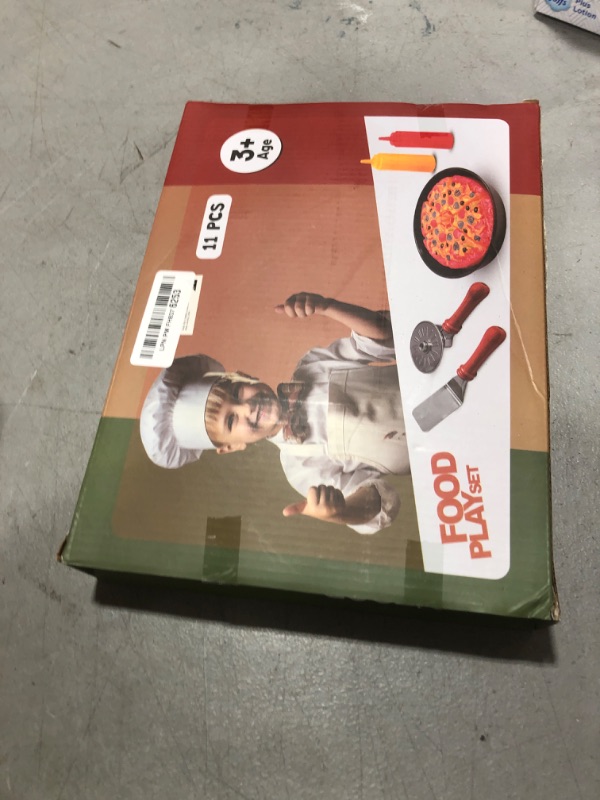 Photo 1 of 11 PCS Pizza Party Toy Play Set for Kids, Pizza Pie Pretend Play Food - Slice and Serve Plastic Kitchen Cooking and Cutting Playset