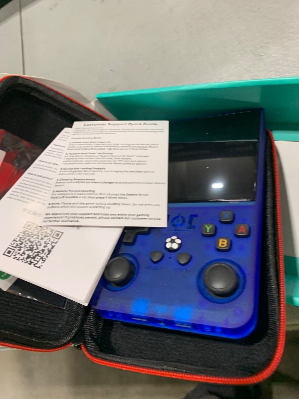 Photo 1 of R36 Max Retro Gaming Console, Retro Handheld Console 4.0'' Screen Linux System, 64G TF Card, 4000mAh Rechargeable Portable Pocket Arcade, Transparent Blue