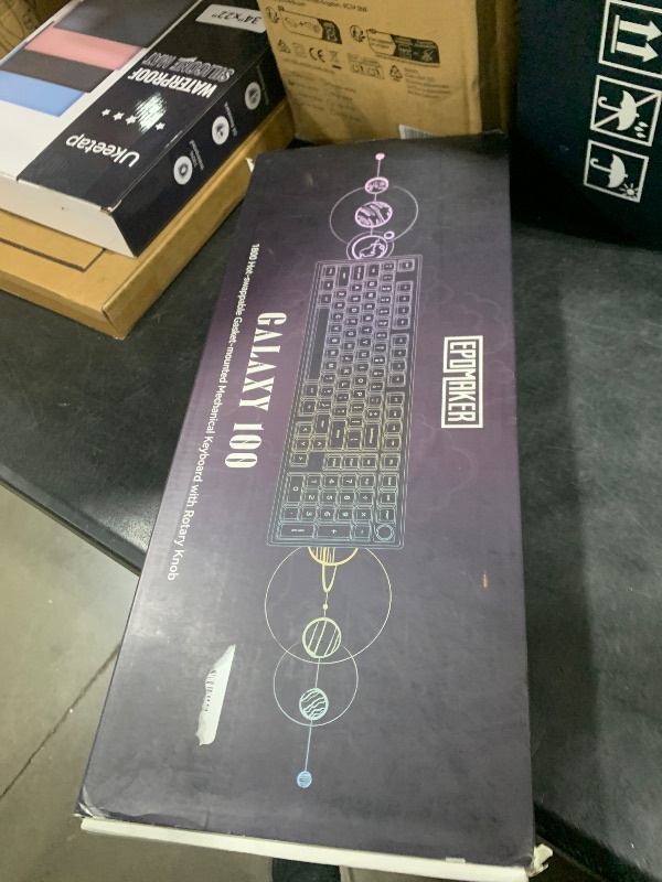 Photo 1 of EPOMAKER Galaxy100 QMK/VIA Wireless Gaming Keyboard, Aluminum Shell, BT/2.4Ghz/USB-C, Pre-Lubed Hot-Swappable Linear Switches, NKRO, RGB Backlit (White Purple, Marble White Switch)