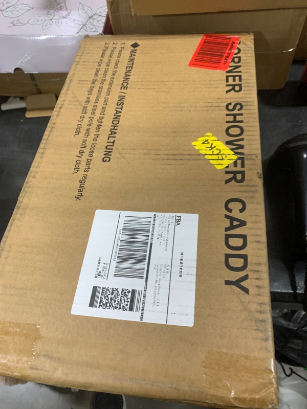 Photo 1 of Corner Shower Caddy Tension Pole: Stainless Steel Rustproof 4-Tier Shower Organizer - 47-121 inch Adjustable Bathroom Shelves for Bathtub Shampoo Storage - Tension Rod Floor Standing Bath Rack -Silver