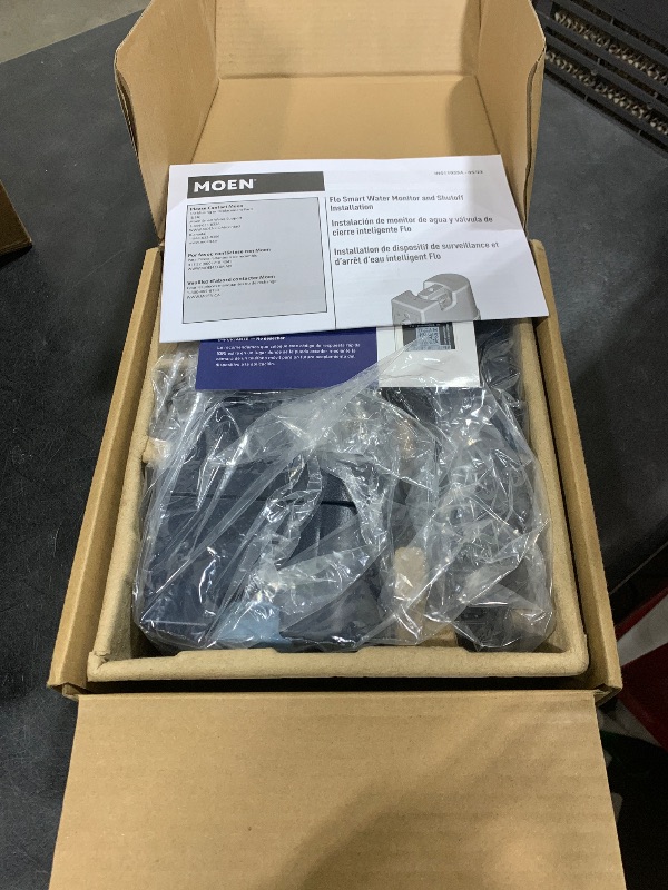Photo 1 of Moen Flo Smart Water Monitor and Automatic Shutoff Sensor, Wi-Fi Water Leak Detector for 3/4-Inch Diameter Pipe, 900-001