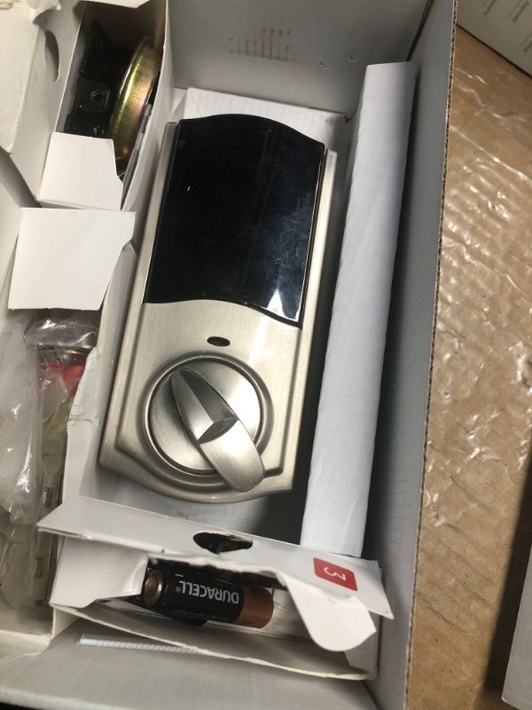 Photo 1 of **NOT IN ORIGINAL PACKAGING** Kwikset 916 Keyless Entry Touchscreen SmartCode Electronic Deadbolt Smart Lock Featuring SmartKey Security and ZigBee 3.0 Technology in Traditional Satin Nickel, Zigbee Hub Sold Separately