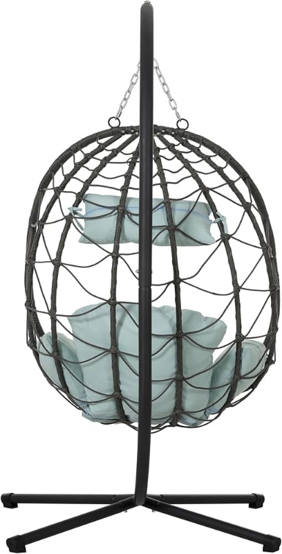 Photo 1 of ***************DOES NOT INCLUDE THE STAND**************
Egg Swing Chair with Stand – Indoor Outdoor Hanging Basket Chair in Dark Grey, PE Wicker & Metal Frame, Foldable Patio Chair for Balcony, Backyard, Living Room or Bedroom