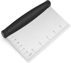 Photo 1 of 1 pc* Dough Pastry Bench Cutter Scraper, Stainless Steel Pizza Cutter for Kitchen Baking, Dishwasher Safe, Anti-Wear Laser-Engraved Measuring Scale and Conversion Chart, 1 Pack, Black