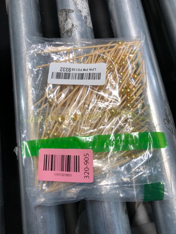 Photo 1 of [300PCS] Cocktail Picks, Fancy Toothpicks for Appetizers Drinks Food Fruit, 4.7 IN Long Decorative Bamboo Skewers, Gold Pearl Wooden Garnish Sticks for Charcuterie Boards Accessories Party Supplies