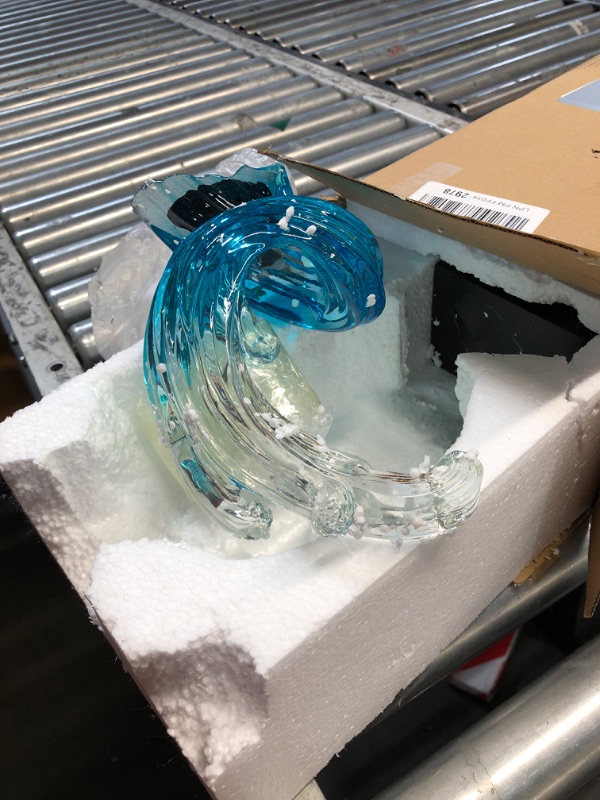 Photo 1 of ***DAMAGED - SEE NOTES/PICTURES*** XYQXYQ Modern Abstract Decorative Wave Statue, Blue Abstract Art Home Decor,Crystal Ball Art Wave Resin Sculpture, Office Desk Stand, Dining Table Center Decorative Aesthetics(B,Light-Blue)